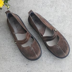 MIA dark suede maryjane flats
